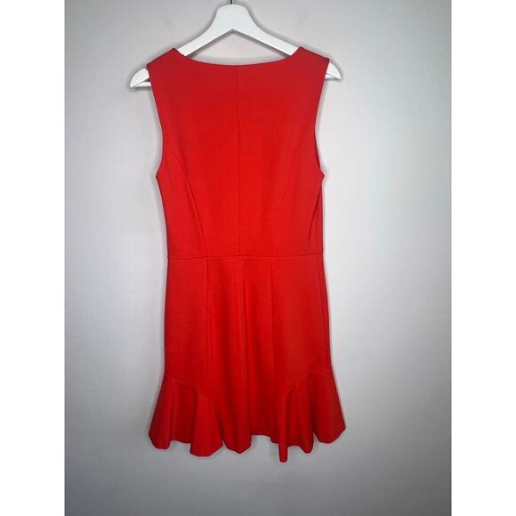 Erin Fetherston Zip Front Fit & Flare Coral Sleeveless V Neck Dress Size 8 - Picture 6 of 8